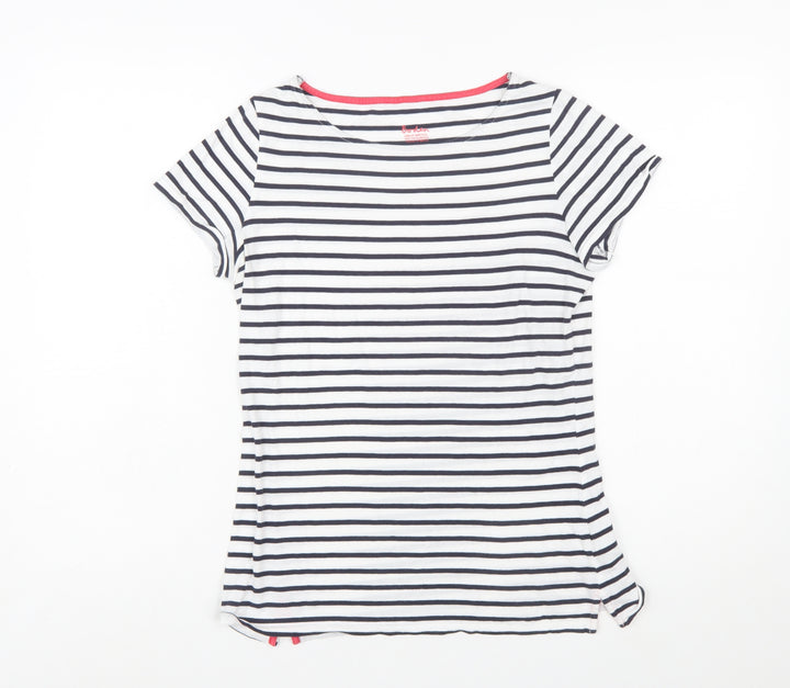Boden Women Blue White Striped Cotton T-Shirt UK 10