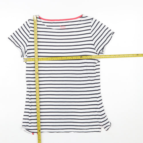 Boden Women Blue White Striped Cotton T-Shirt UK 10