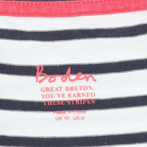Boden Women Blue White Striped Cotton T-Shirt UK 10
