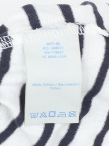 Boden Women Blue White Striped Cotton T-Shirt UK 10