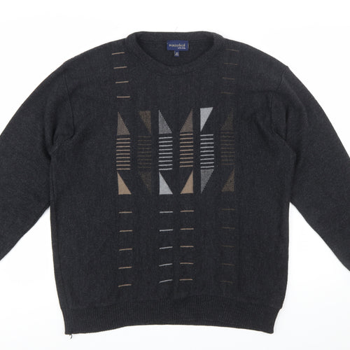 Winterbeck by Peter Gribby Mens Black Geometric Wool Blend Pullover XL