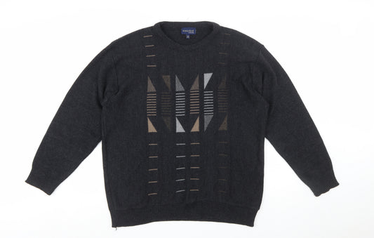 Winterbeck by Peter Gribby Mens Black Geometric Wool Blend Pullover XL