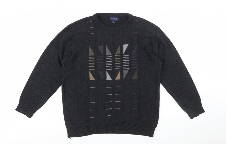 Winterbeck by Peter Gribby Mens Black Geometric Wool Blend Pullover XL