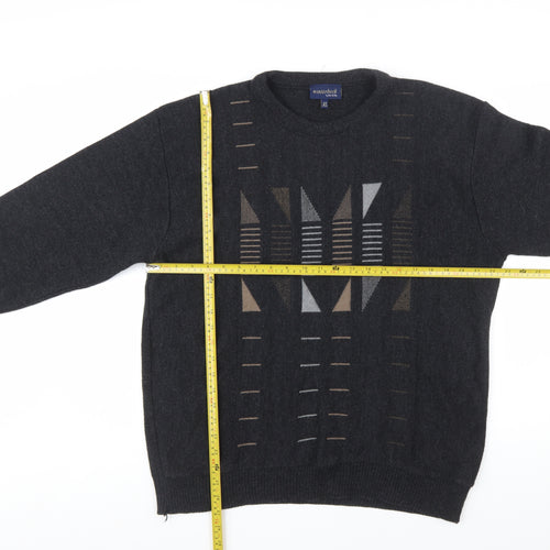 Winterbeck by Peter Gribby Mens Black Geometric Wool Blend Pullover XL