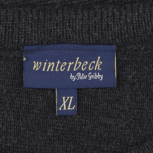 Winterbeck by Peter Gribby Mens Black Geometric Wool Blend Pullover XL