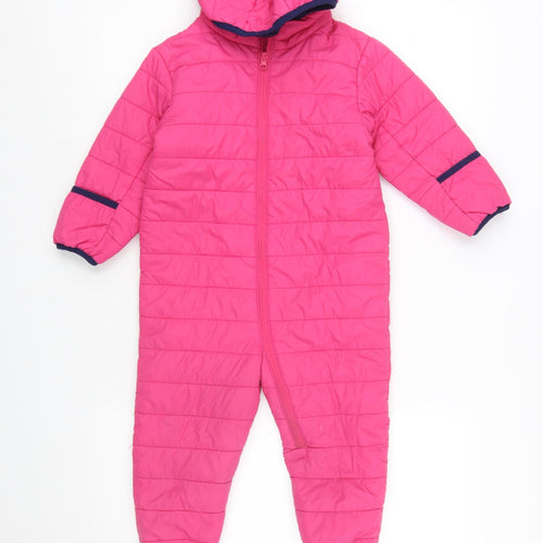 Peter Storm Girls Pink Hooded Puffer Snowsuit 3-4 Years Winter Warm