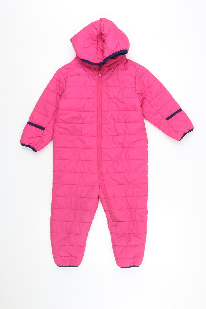 Peter Storm Girls Pink Hooded Puffer Snowsuit 3-4 Years Winter Warm