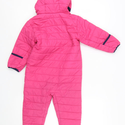 Peter Storm Girls Pink Hooded Puffer Snowsuit 3-4 Years Winter Warm