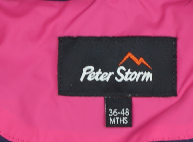 Peter Storm Girls Pink Hooded Puffer Snowsuit 3-4 Years Winter Warm