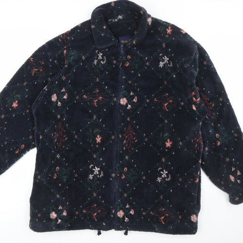 Radish Countrywear Women's Blue Floral Fleece Jacket XL