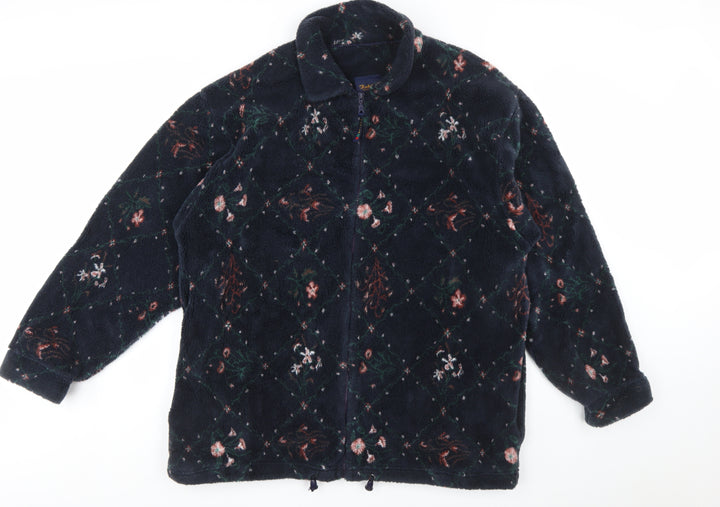 Radish Countrywear Women's Blue Floral Fleece Jacket XL