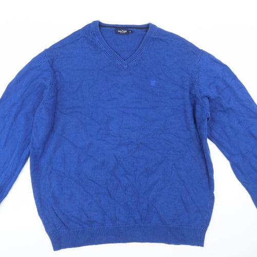 James Pringle Men's Blue 2XL Cotton V-Neck Pullover Jumper
