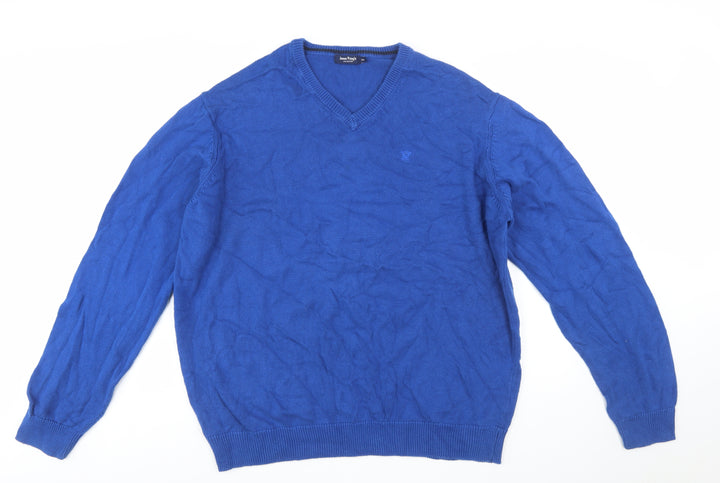 James Pringle Men's Blue 2XL Cotton V-Neck Pullover Jumper
