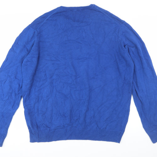 James Pringle Men's Blue 2XL Cotton V-Neck Pullover Jumper