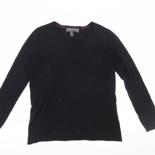 Fenn Wright Manson Women Black Size 18 V-Neck Merino Wool Jumper