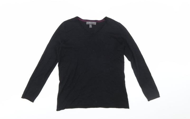 Fenn Wright Manson Women Black Size 18 V-Neck Merino Wool Jumper