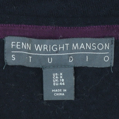 Fenn Wright Manson Women Black Size 18 V-Neck Merino Wool Jumper