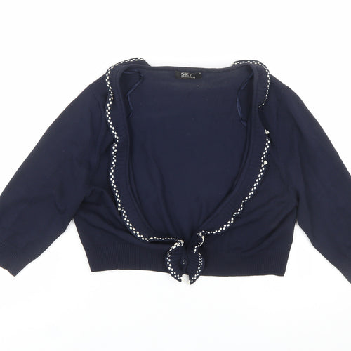 Sky Designs Women’s Navy Polka Dot Trim Cardigan Size 12 Wrap Style
