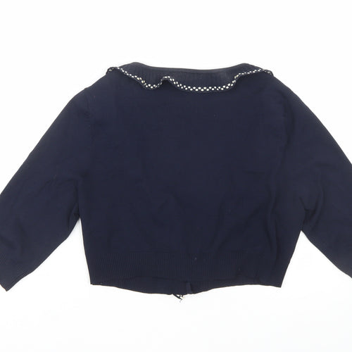 Sky Designs Women’s Navy Polka Dot Trim Cardigan Size 12 Wrap Style