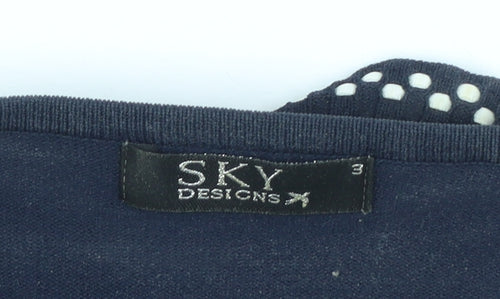 Sky Designs Women’s Navy Polka Dot Trim Cardigan Size 12 Wrap Style