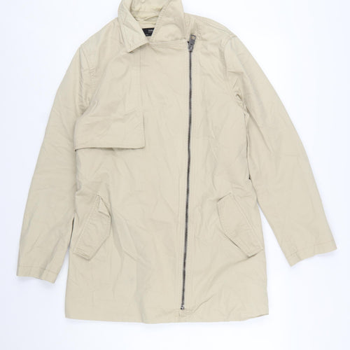 Zara Women Beige Cotton Belted Trench Coat Size 14