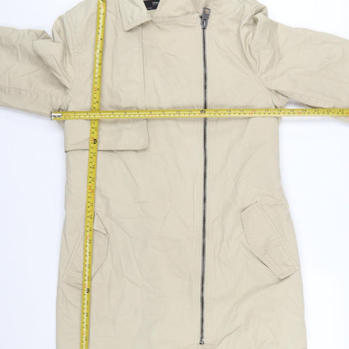 Zara Women Beige Cotton Belted Trench Coat Size 14