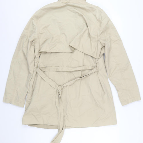 Zara Women Beige Cotton Belted Trench Coat Size 14