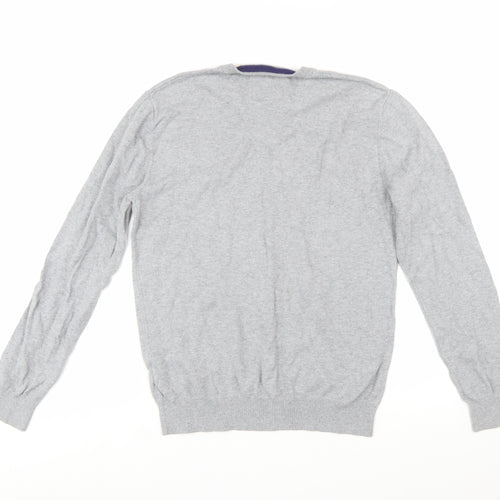 Jack Wills Men's Grey Cotton Cashmere V-Neck Jumper Size M
