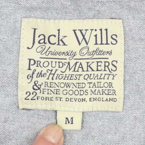 Jack Wills Men's Grey Cotton Cashmere V-Neck Jumper Size M