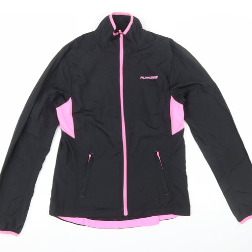 RUN365 Womens Black Pink Size 12 Windbreaker Jacket Breathable Lightweight