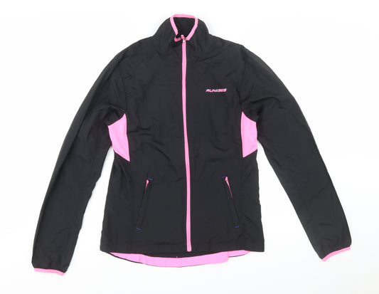 RUN365 Womens Black Pink Size 12 Windbreaker Jacket Breathable Lightweight