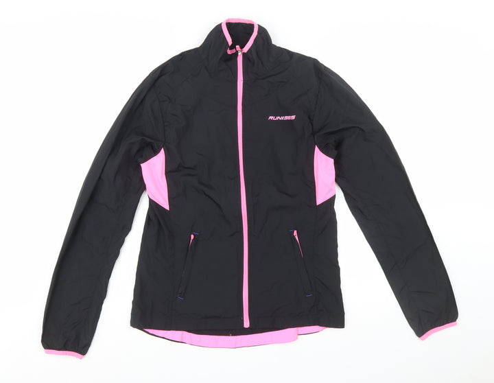 RUN365 Womens Black Pink Size 12 Windbreaker Jacket Breathable Lightweight