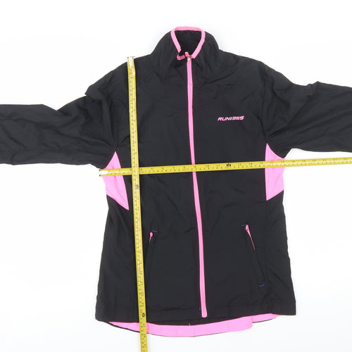 RUN365 Womens Black Pink Size 12 Windbreaker Jacket Breathable Lightweight