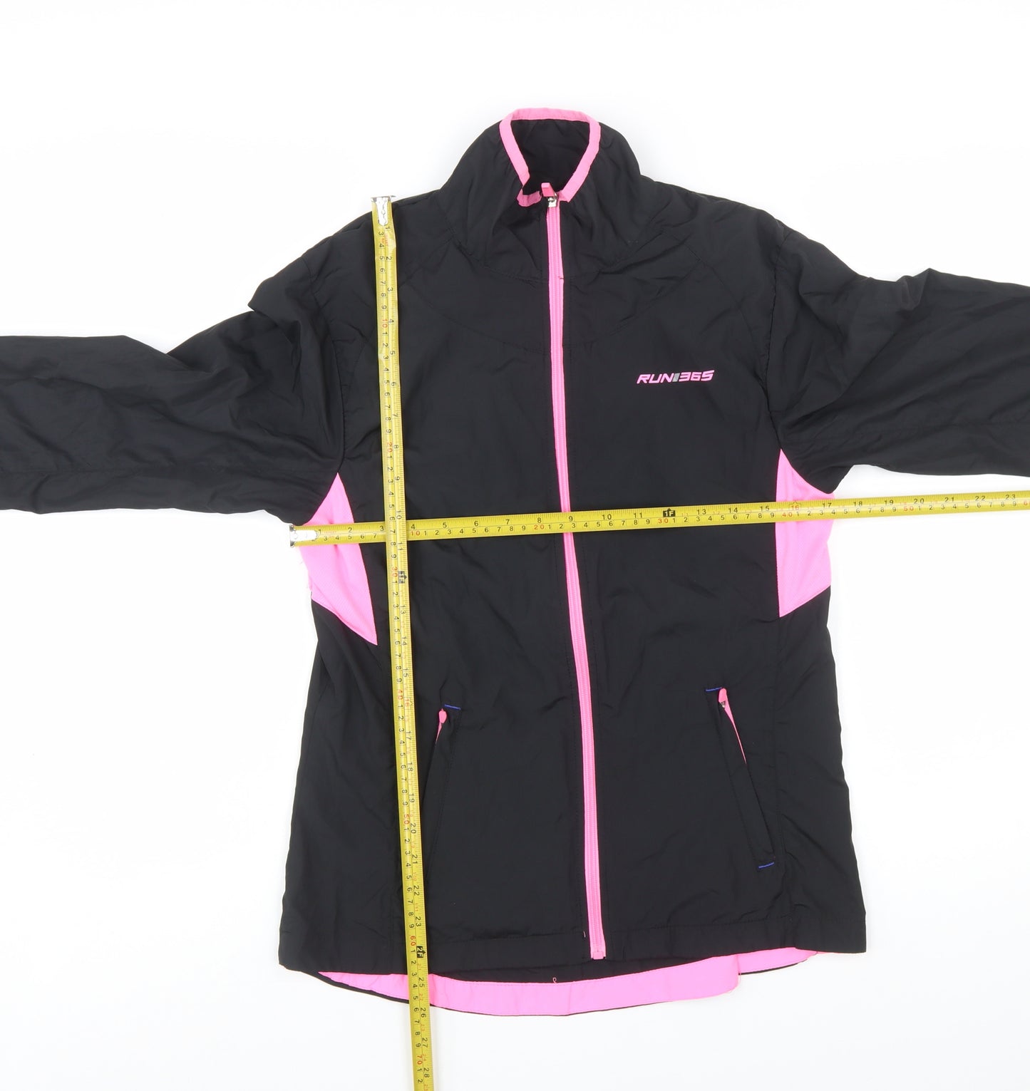 RUN365 Womens Black Pink Size 12 Windbreaker Jacket Breathable Lightweight