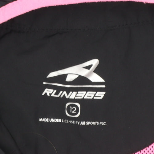 RUN365 Womens Black Pink Size 12 Windbreaker Jacket Breathable Lightweight