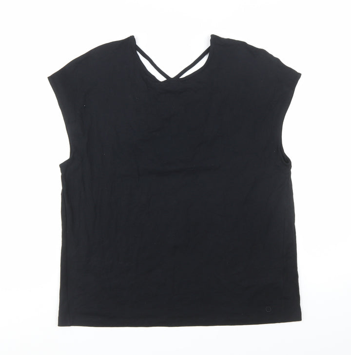 Marks and Spencer Women’s Black Size 14 V-Neck Sleeveless Jersey T-Shirt