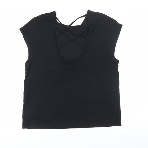 Marks and Spencer Women’s Black Size 14 V-Neck Sleeveless Jersey T-Shirt