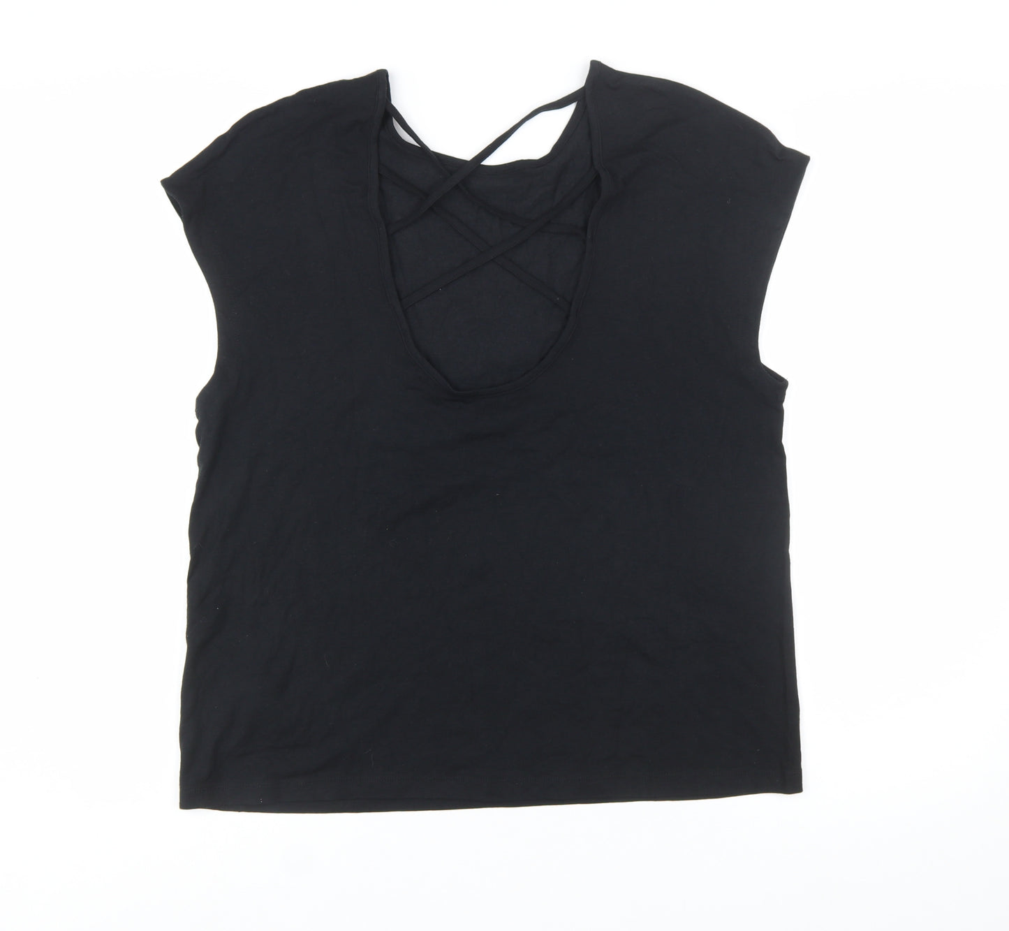 Marks and Spencer Women’s Black Size 14 V-Neck Sleeveless Jersey T-Shirt