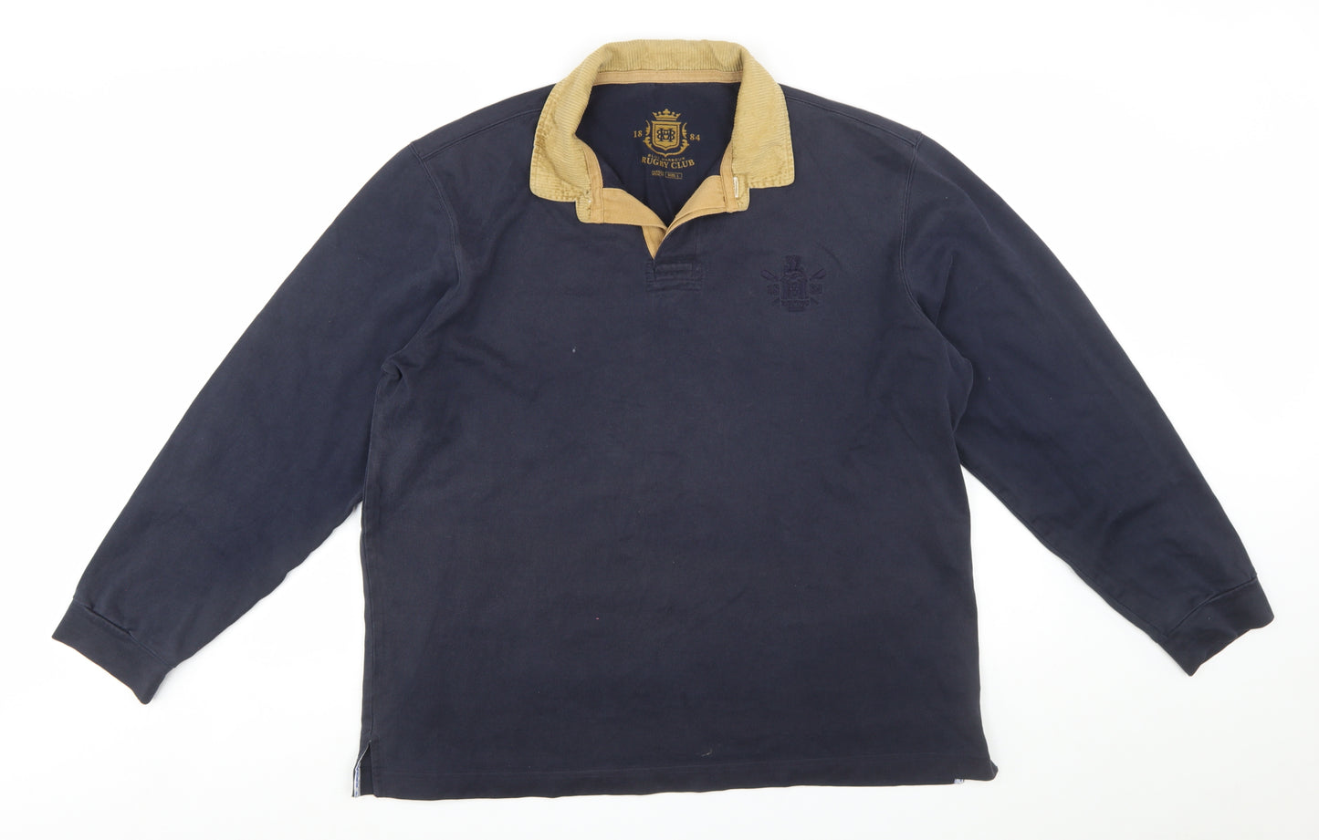 Marks and Spencer Mens Navy Long Sleeve Rugby Polo Shirt Large
