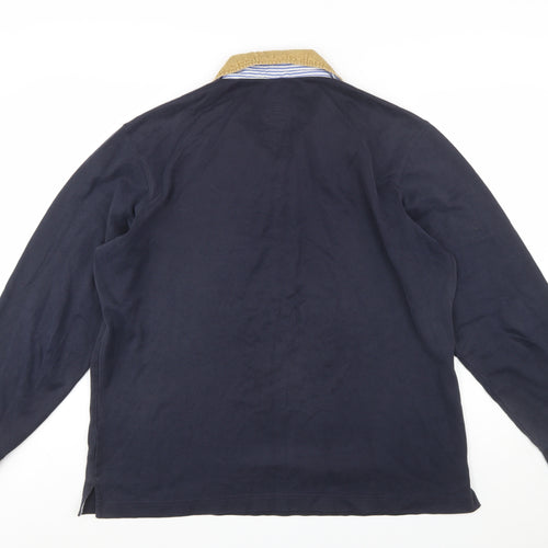 Marks and Spencer Mens Navy Long Sleeve Rugby Polo Shirt Large