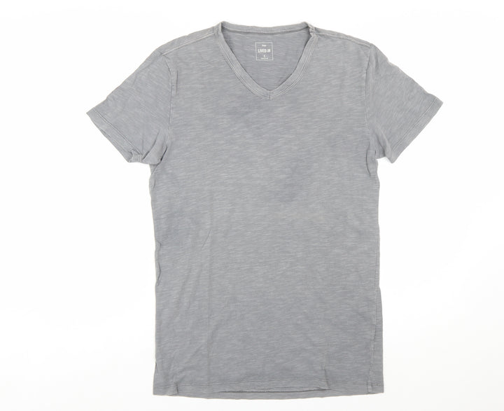 Gap Men's Grey V-Neck Lightweight Cotton T-Shirt Size S