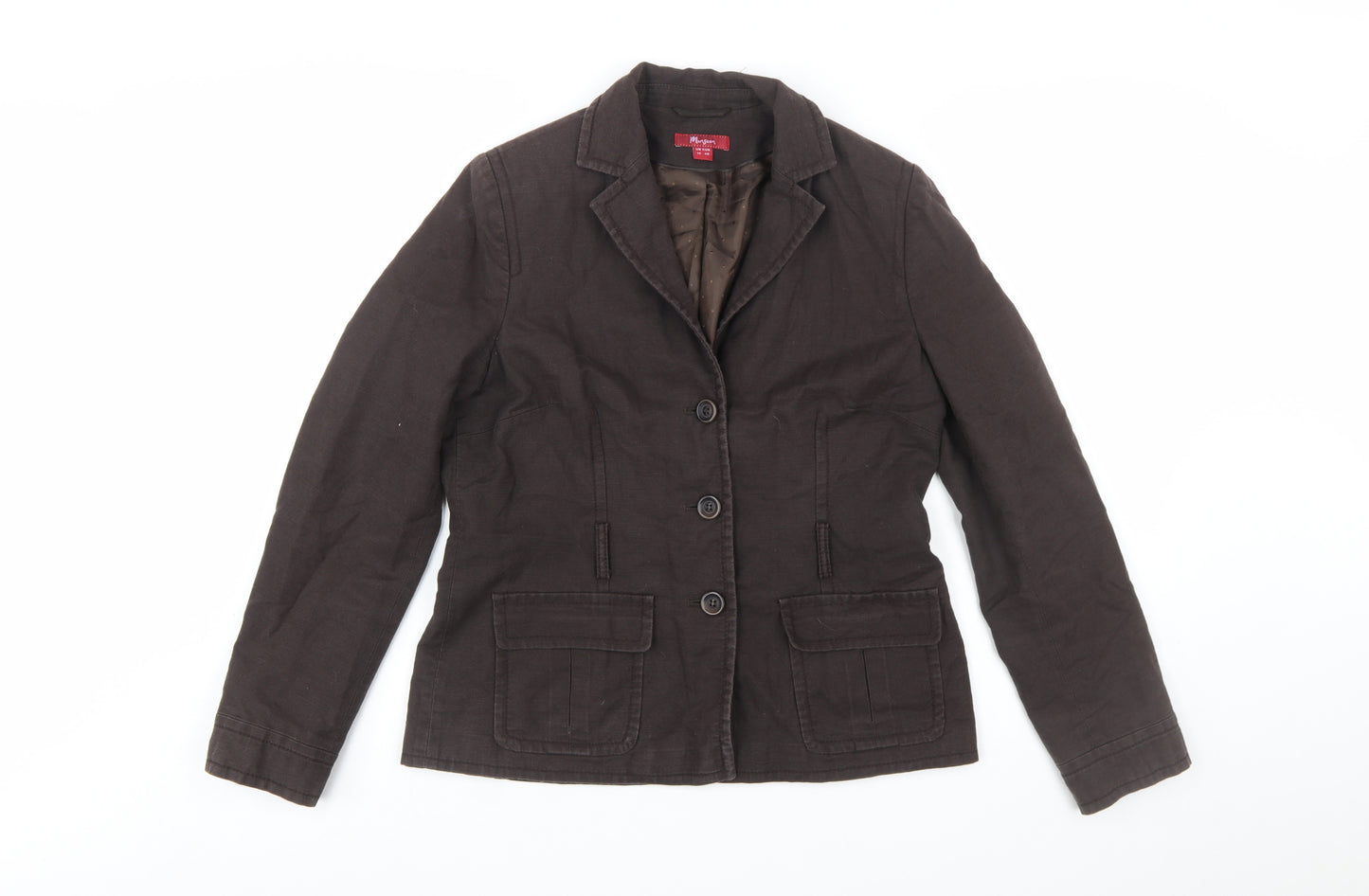 Monsoon Womens Brown Cotton Linen Blazer Jacket Size 12