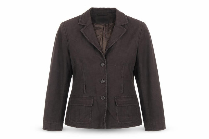 Monsoon Womens Brown Cotton Linen Blazer Jacket Size 12