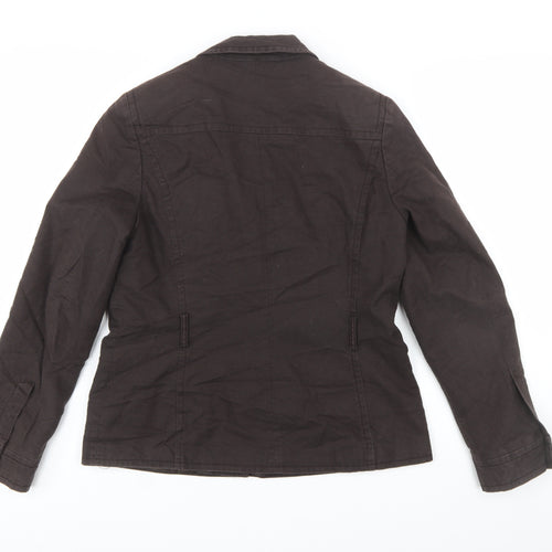 Monsoon Womens Brown Cotton Linen Blazer Jacket Size 12
