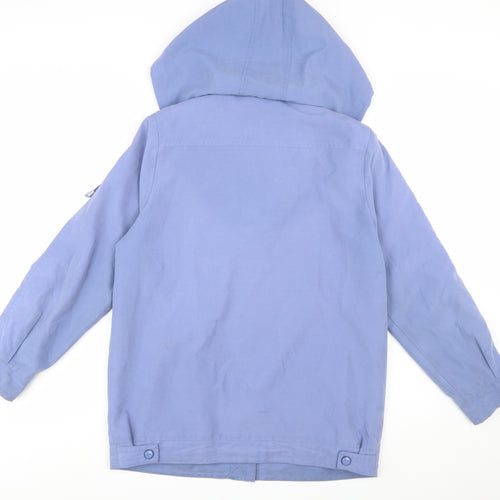 Classics Women Blue Hooded Mid-Length Rain Coat Jacket Size 12