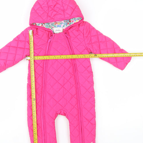 Joules Pink Quilted Hooded Baby Snowsuit 6-9 Months Unisex Thermal Lined