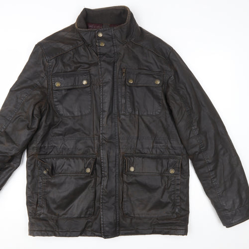 BHS Men’s Brown Waxed Cotton Field Jacket Medium 38in Regular Fit