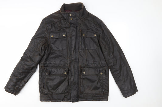 BHS Men’s Brown Waxed Cotton Field Jacket Medium 38in Regular Fit