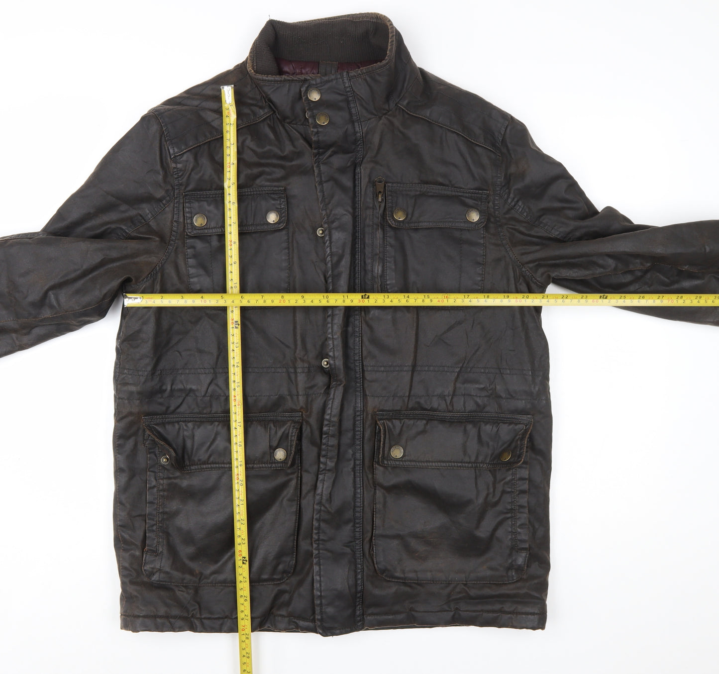 BHS Men’s Brown Waxed Cotton Field Jacket Medium 38in Regular Fit