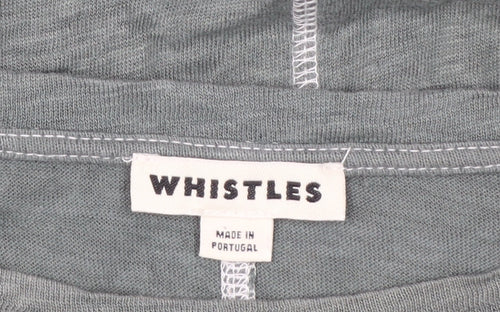 Whistles Women Green Linen Long Sleeve Basic T-Shirt M